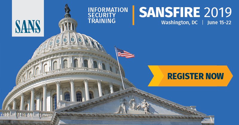 SANSInstitute's tweet photo. #SANSFIRE 2019 (June 15-22): Develop the #cybersecurity skills most in need! Choose from more than 40 hands-on courses. View agenda: https://t.co/nJVYXth60S 

"The training covers the most relevant information needed to expand my cyber security horizon." - Chris Morrobel, UPS https://t.co/2cPIAy5hun