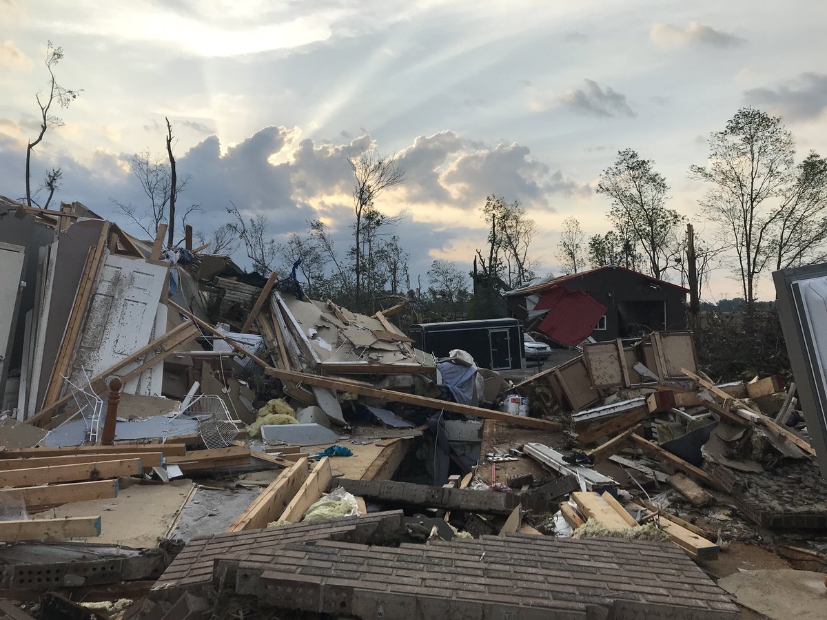 BruneyABC57's tweet photo. This is what is left of a home in the area of Akron and Macy after a tornado tore through last night.

I’m live on @ABC57News on the CW25 with a look at damages across the area. https://t.co/1nrTRXJN8b