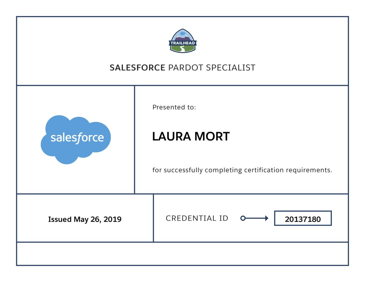 sapient_i7's tweet photo. Congratulations to our Salesforce Consultant Laura Mort on completing her Pardot Specialist exam! Another certification in the bag for the i7 team! 
#salesforce #pardot https://t.co/vT1LUghiNB
