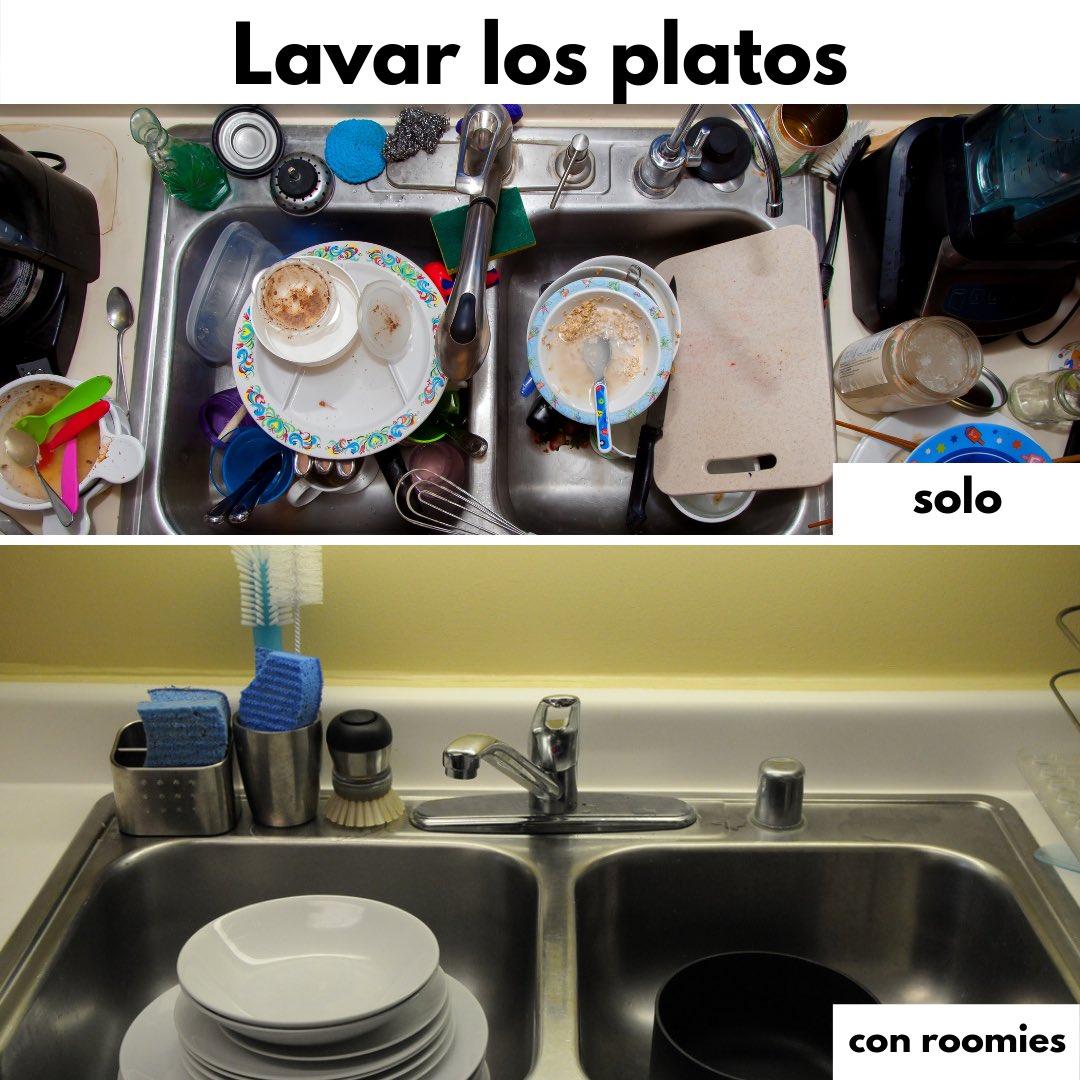 A casi nadie le gusta lavar los platos. Con mi Roomie tenemos un acuerdo, si el Cocina yo lavo. Todo es mucho más fácil cuando vives con roomies!#BeFlatFit #VivamosJuntos