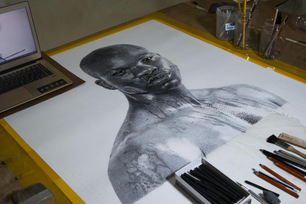 The current situation in my studio... 
The work is still in progress... Pushing hard

#studio #artcollectors #sweatymuscle #realism #charcoal
#pencilwork #RamadhanHamis