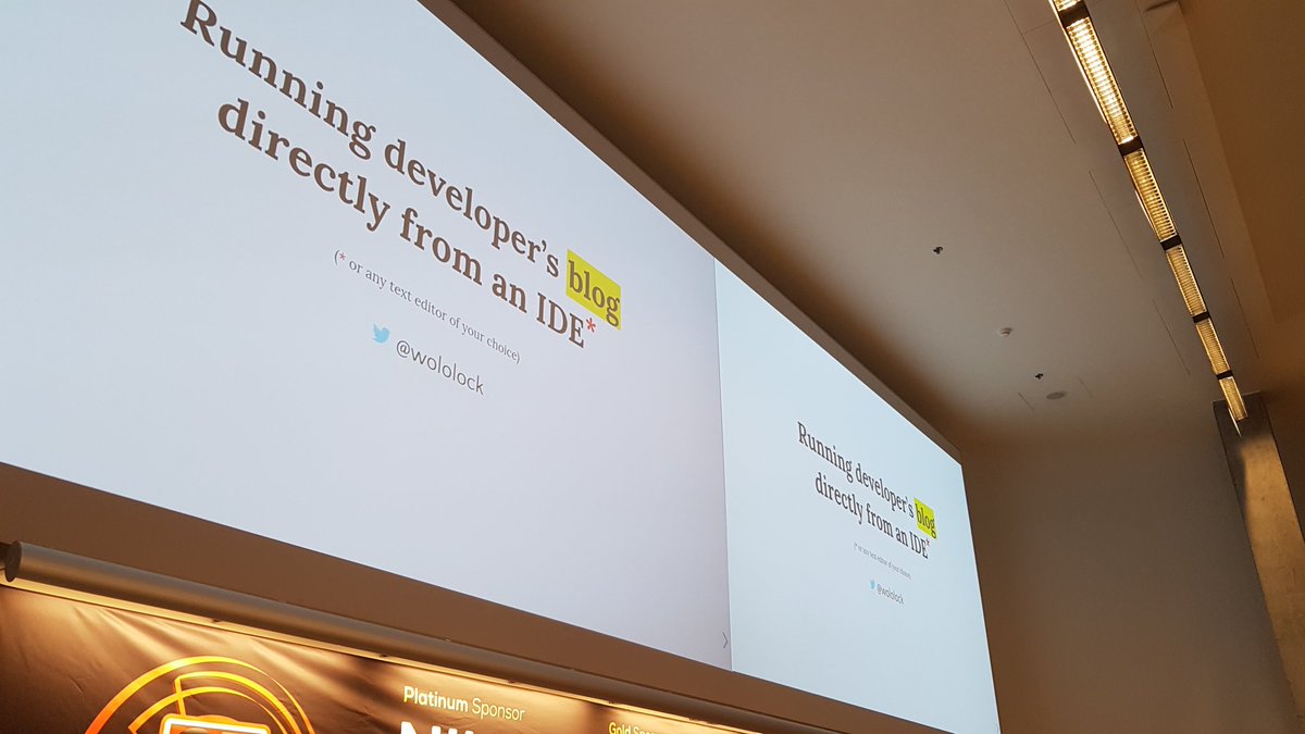 wololock's tweet image. #Gr8Conf come to AUD-1 to learn something about blogging from your favorite IDE with #asciidoctor #hexojs #intellijidea and #github #AllThingsGroovy