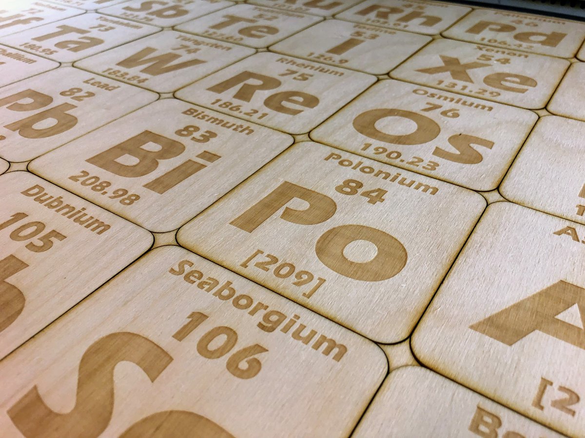 mcindoe's tweet image. Anyone wanting to make their own elemental coasters, there is now an #instructable for that at instructables.com/id/Periodic-Ta… - all files free to download, you just need access to a lasercutter #IYPT2019