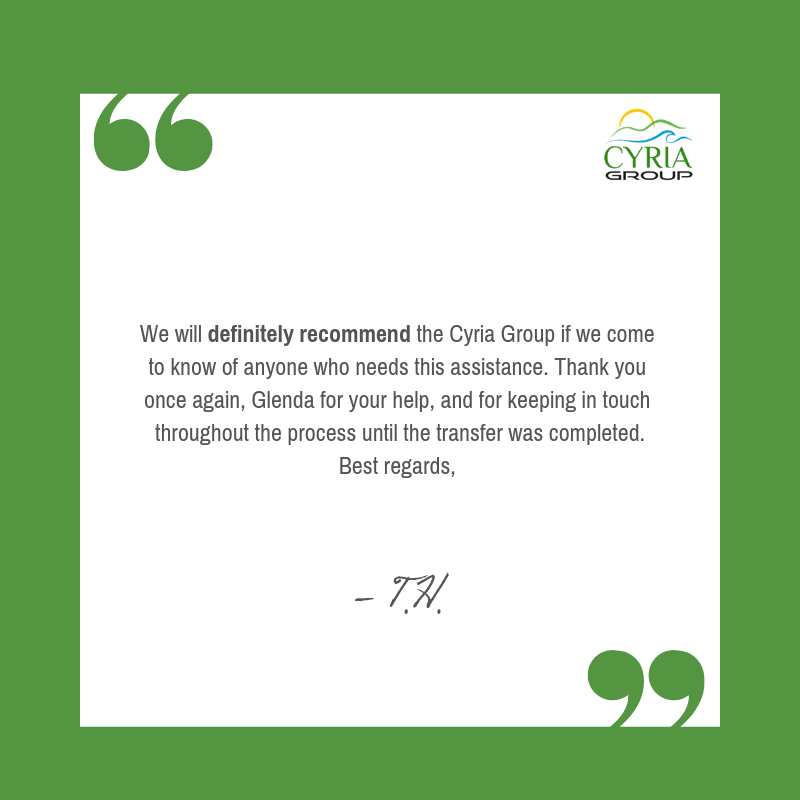 Cyria Group is committed to finding viable timeshare transfer strategies that work for the entire industry, especially for the consumers that support it. See T.H.’s thoughts about their experience.
#CyriaGroup #Testimonials #ReputableCompany