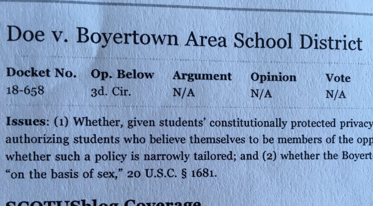 stevetawa's tweet photo. .@USSupremeCourt declines to hear a challenge to the Boyertown Area School District's transgender policy. BASD will continue to allow transgender students to use bathrooms that align with their gender identity. https://t.co/ha3ZcnFuI4