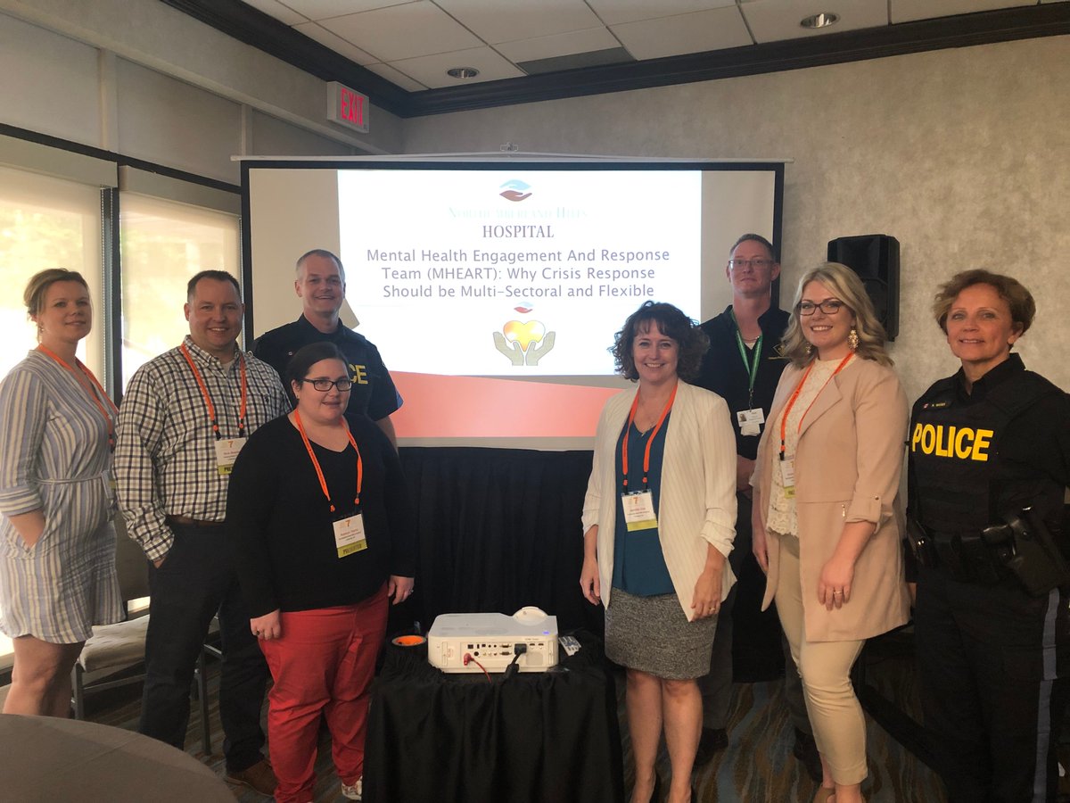 NorHillsHosp's tweet photo. Privileged to share learnings from #Northumberland mobile Mental Health Engagement & Response Team (M-HEART) @ #AMHO2019. Partnership w/ local police & community mental health is bringing justice/health care teams together for better street-level care. @CobourgPolice @OPP_COMM_ER https://t.co/4KvQAz7XBv