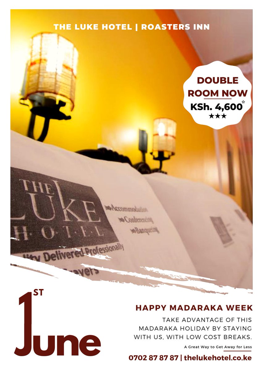 Skip the family gatherings, put aside the putlucks and spend this coming #MadarakaDay being pampered at <a href="/thelukehotel/">The Luke Hotel</a> instead. Price listed is for Double BB* t&amp;c applies! #MHMDay2019 #MenstruationMatters #TuesdayThoughts