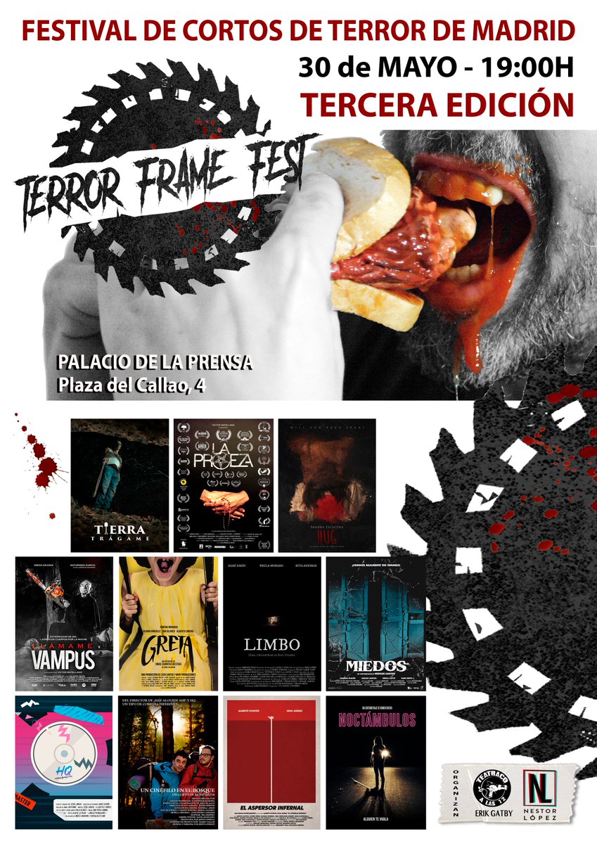 DeTerrorBlog's tweet photo. III Edición del #TerrorFrameFest (@terrorframefest / @palacioprensa):
https://t.co/45jJUFmN4i
#Festival #Cortos #Terror https://t.co/UhS6zqbl42