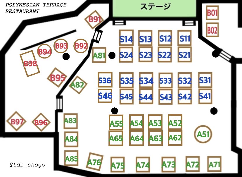 tds_shogo's tweet photo. ルアウの座席表です！！！
需要がありそうだったので作りました
好きに保存してくださいな。 https://t.co/JGfohJmUXF