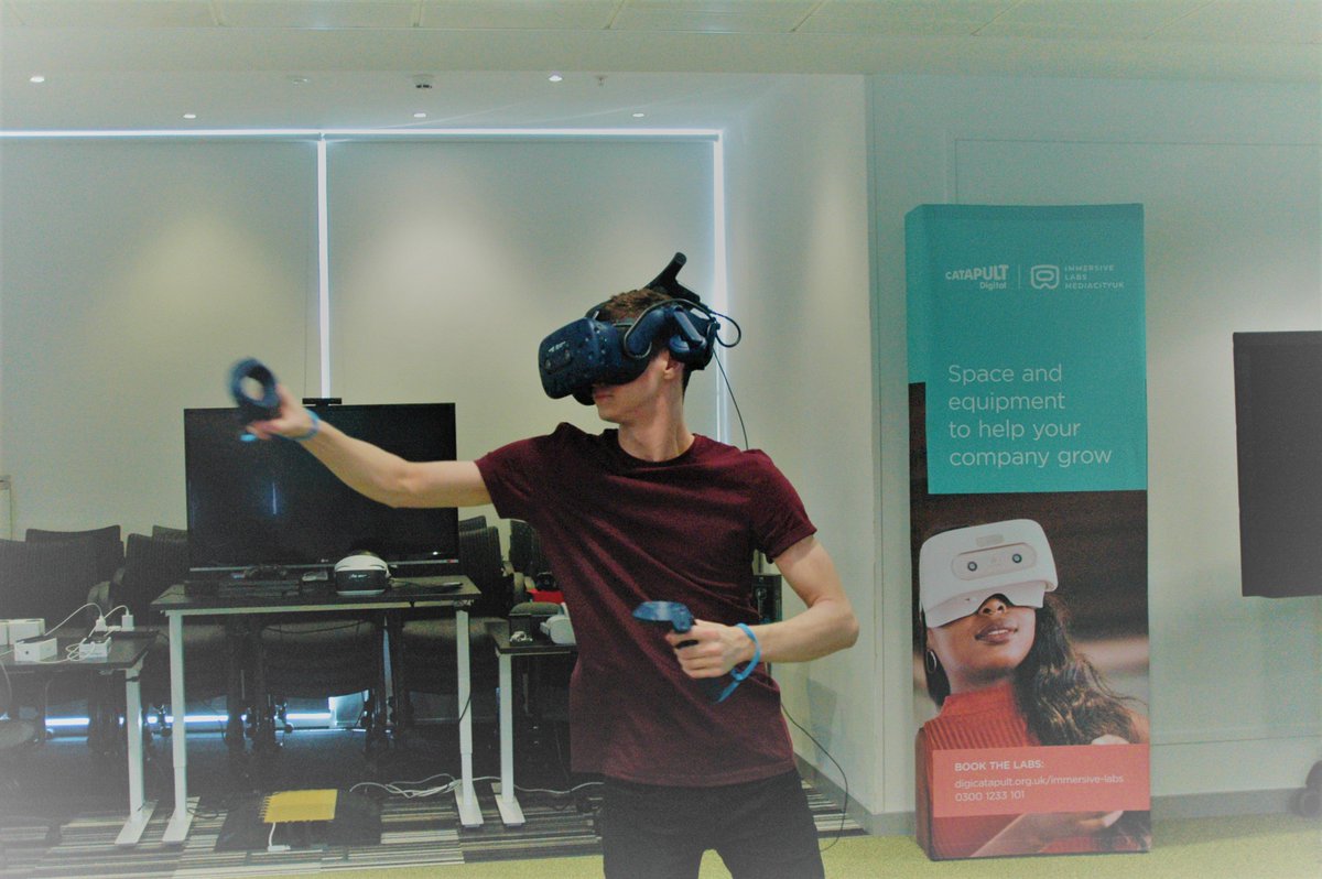 HOSTSalford's tweet photo. Team @TheLandingMCUK having a go of the #AR and #VR kit today!
It's not all fun and games, promise!
Interested in seeing our #immersive labs? 👉https://t.co/hjoVZQ64s8
#DigiCatapultLaunch https://t.co/8vsfgDZNTh