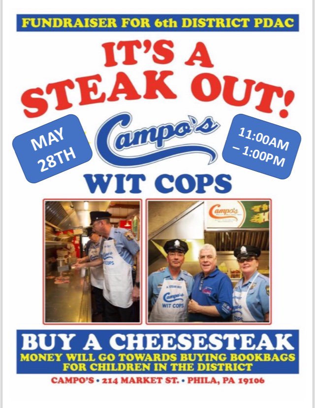CamposSteaks's tweet photo. Come and show your support!

@OldCityDistrict @PhillyPolice @CamposSteaks https://t.co/A53de4vNkm