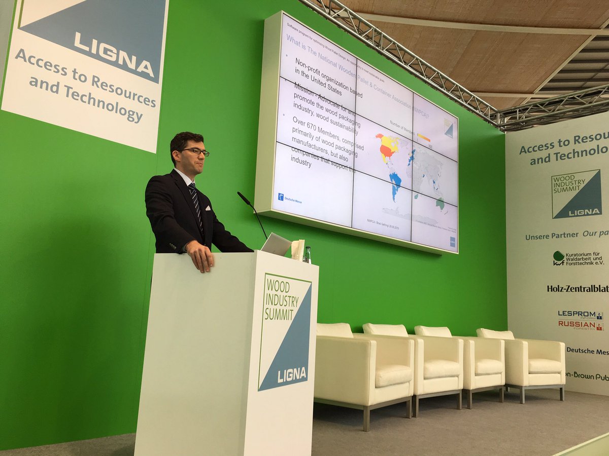BrentJMcClendon's tweet photo. Good turnout at #ligna19 wood summit for @NWPCATech presentation on #sustainability gains through use of PDS. #palletsmovetheworld https://t.co/oR7GMl1Cwm