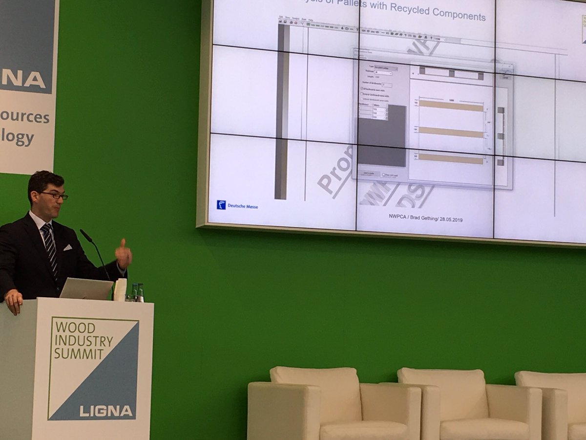 BrentJMcClendon's tweet photo. Good turnout at #ligna19 wood summit for @NWPCATech presentation on #sustainability gains through use of PDS. #palletsmovetheworld https://t.co/oR7GMl1Cwm