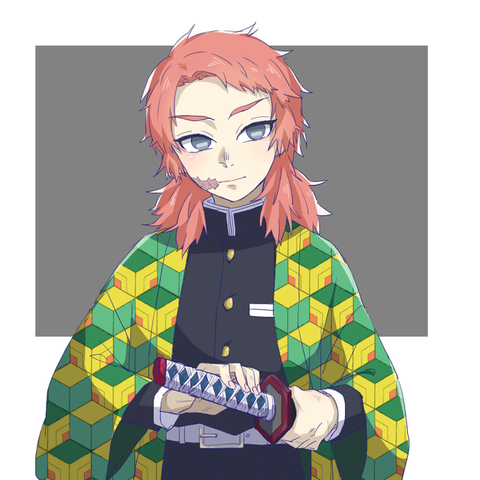 ハイグさんがTwitterに投稿した錆兎(鬼滅の刃)のイラスト。