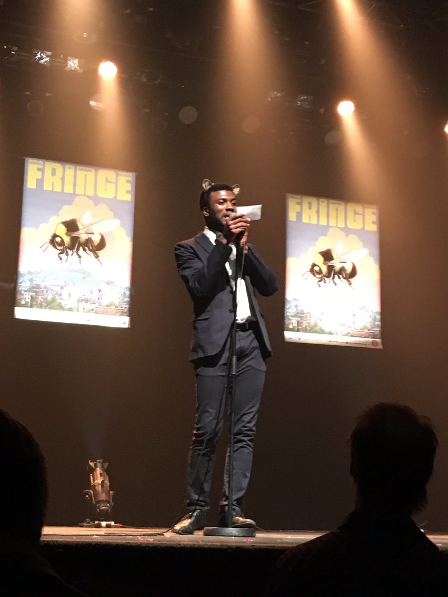RabbitinHatProd's tweet photo. Fringe for all was a blast last night! Host Anton May is in our production of The Trophy Hunt. Only he doesn’t actually play a cat. #fringebuzz https://t.co/Jj9tkjUwNK