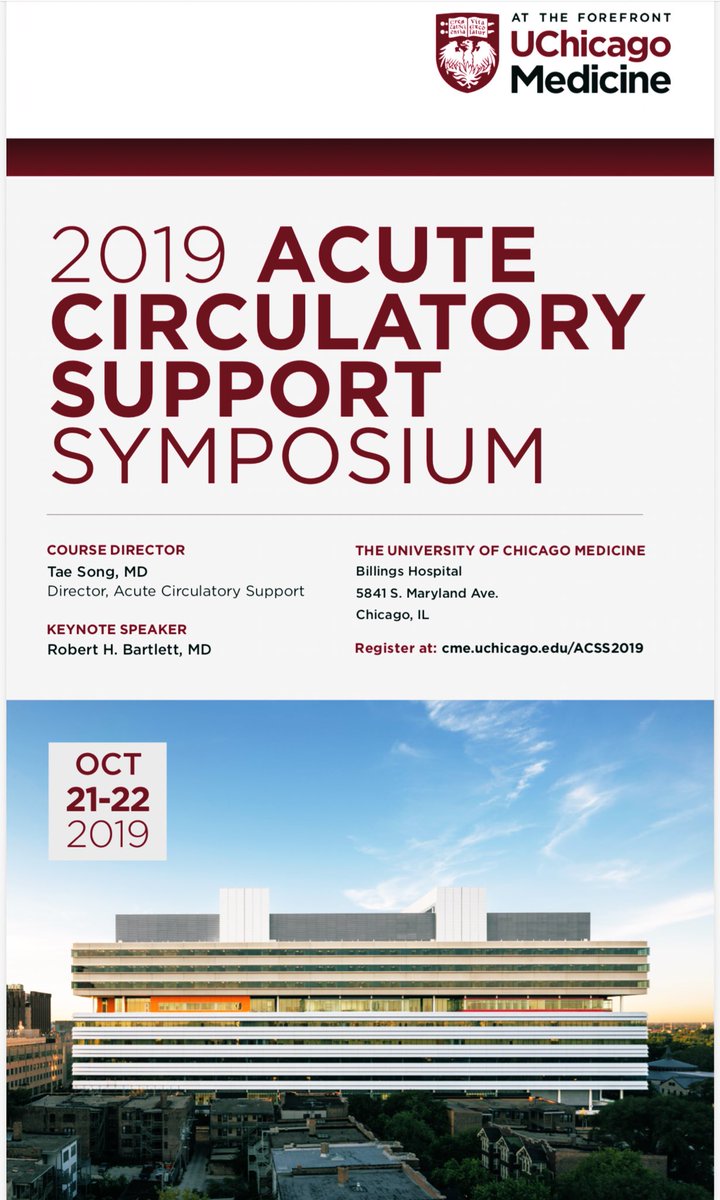 vkagan6's tweet photo. REGISTRATION OPEN!! Acute Circulatory Support Symposium- lectures, wet lab, and keynote speaker is DR. BARTLETT!!! Learn all about #acuteMCS @UChicagoCTSurg https://t.co/Bx6z8GqfbF