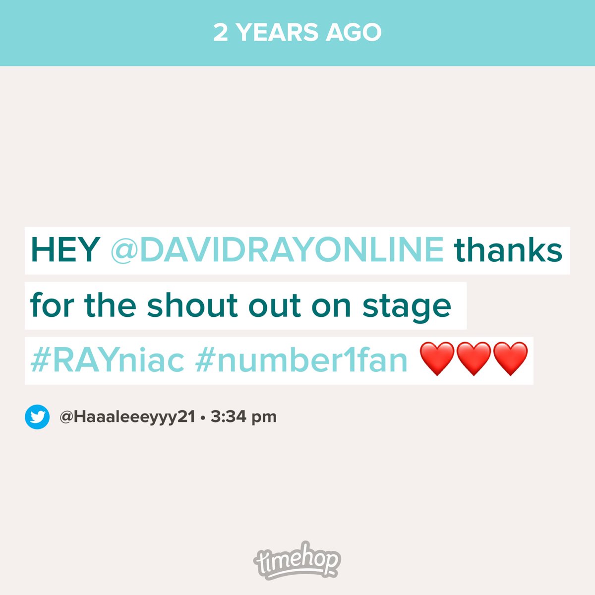 Peeeeeaceout's tweet photo. Hey @RossMike15 I think we need to bring back #RAYniac this was one of the coolest moments thanks to @DavidRayOnline https://t.co/ARyC9rhovz