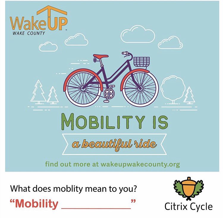 CardinalBikes's tweet photo. 🎉 We have partnered with @wakeupwake to give our followers a chance win a free annual Citrix Cycle membership! Repost the picture below with what "mobility" means to you or the future of Raleigh. Be sure to tag WakeUP Wake County and Citrix Cycle in the post. #MobilityMay 🚲 https://t.co/3kI3gvc2ao