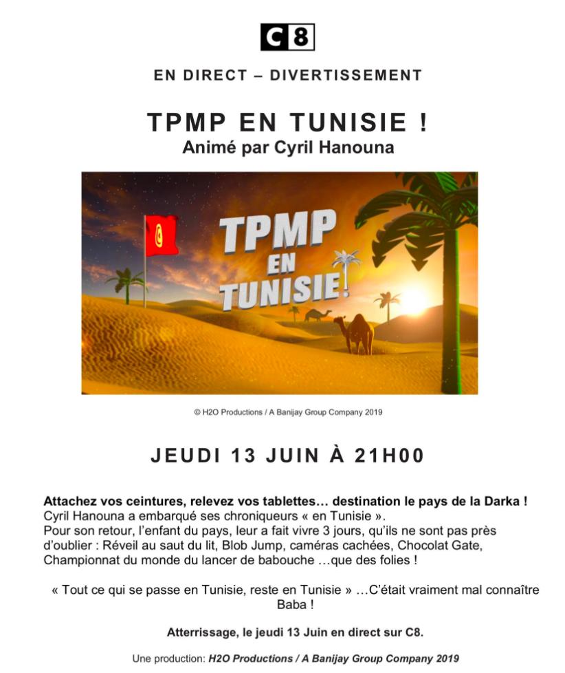 Énorme darka le 13 juin prochain sur <a href="/C8TV/">C8</a> à partir de 21h avec le prime #TPMPEnTunisie 🇹🇳 Vous allez enfin tout savoir sur ce voyage de folie 😅
