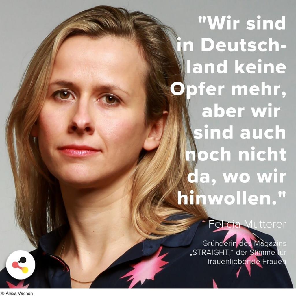 de_deutschland's tweet photo. #ZitatdesTages 💪🏳️‍🌈❗ In #Deutschland ist es kein Problem mehr, #schwul oder #lesbisch zu sein. Trotzdem gibt es noch viel zu tun. @FrauMutterer engagiert sich für Frauen, die Frauen lieben. 👉 https://t.co/1Ld12AUXBa
#FlaggefürVielfalt #DiversityTag #DDT19 #LGBTQ @STRAIGHT https://t.co/IAjR4JYwHZ