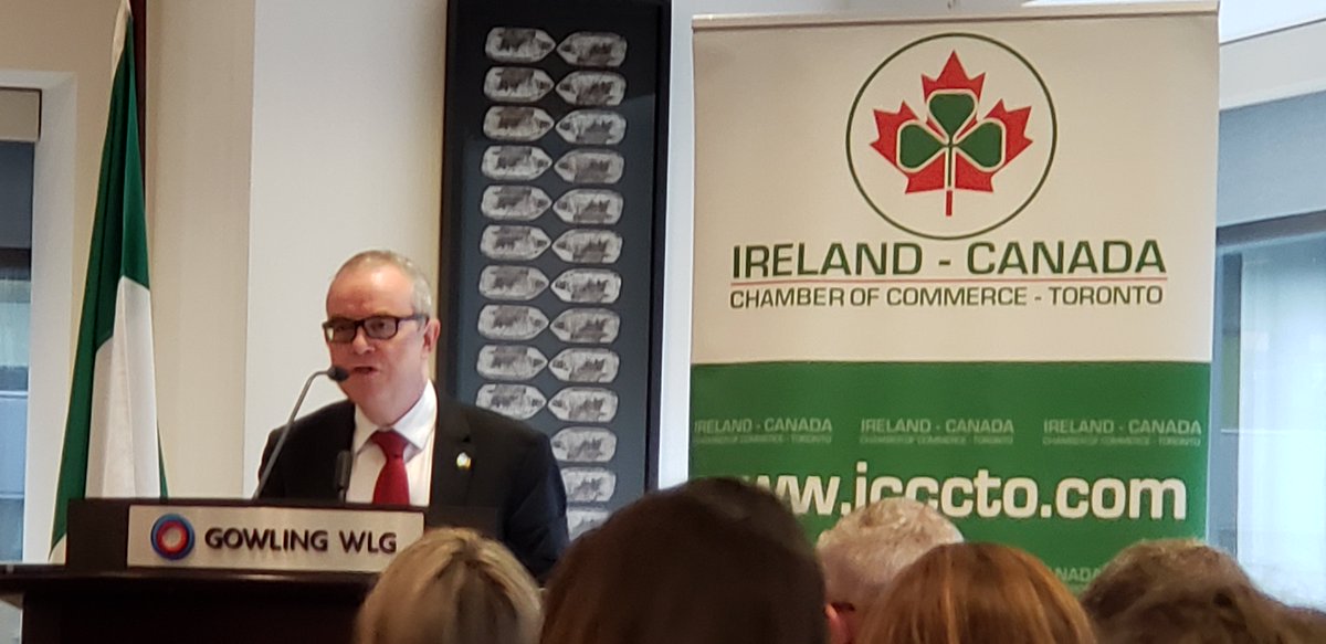 SovyTrust's tweet photo. Jim Kelly. Irish Ambassador to Canada delivers the keynote at the Ireland Canada Business Summit, generously hosted by Gowling WLG here in Toronto. #IRLCAFUTURETRADE #CETA @ICCCTO @ICBA https://t.co/nrNd90CBws
