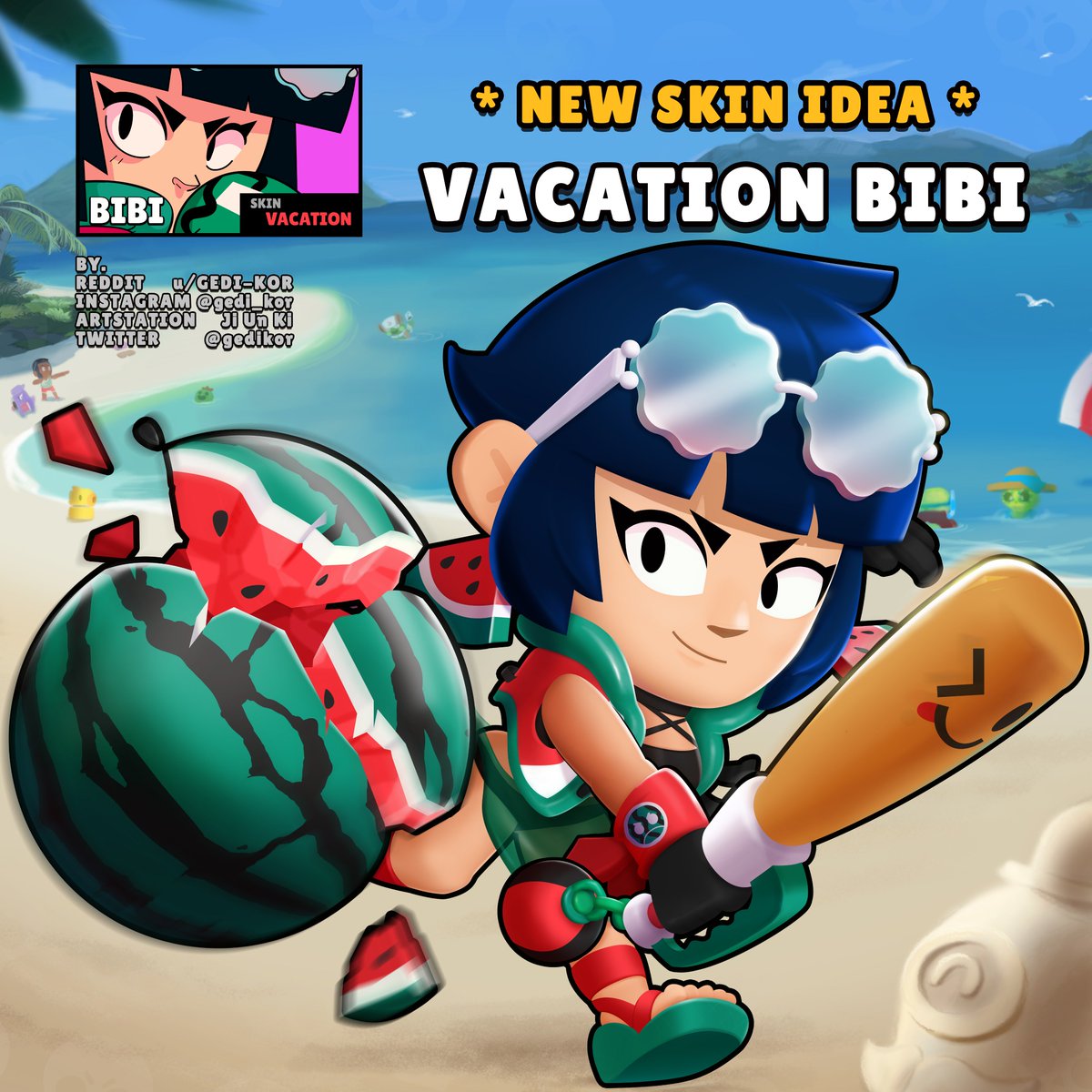 Gedi On Twitter Skin Idea Vacation Bibi Brawlstars Supercell Skindesign Gameart - brawl stars skin ideas gedi kor