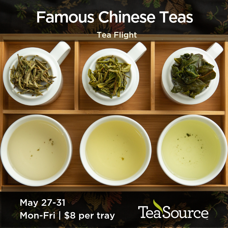 TeaSource's tweet photo. We've got a fantastic flight of Chinese teas to share with you this week! Try these 3 classic styles of tea for just $8. #SilverNeedles #DragonwellSuperior #TiKwanYin #teaflight #tealife https://t.co/34Y5V3xthj
