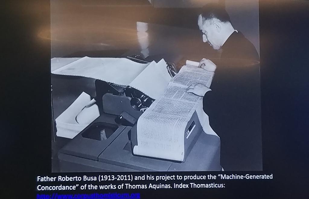 locaracol's tweet photo. Day one of the Binghamton Digital Humanities Research Institute #BingDHRI. Was this the first digital humanist in the 1940s? https://t.co/lyEaYGL13a