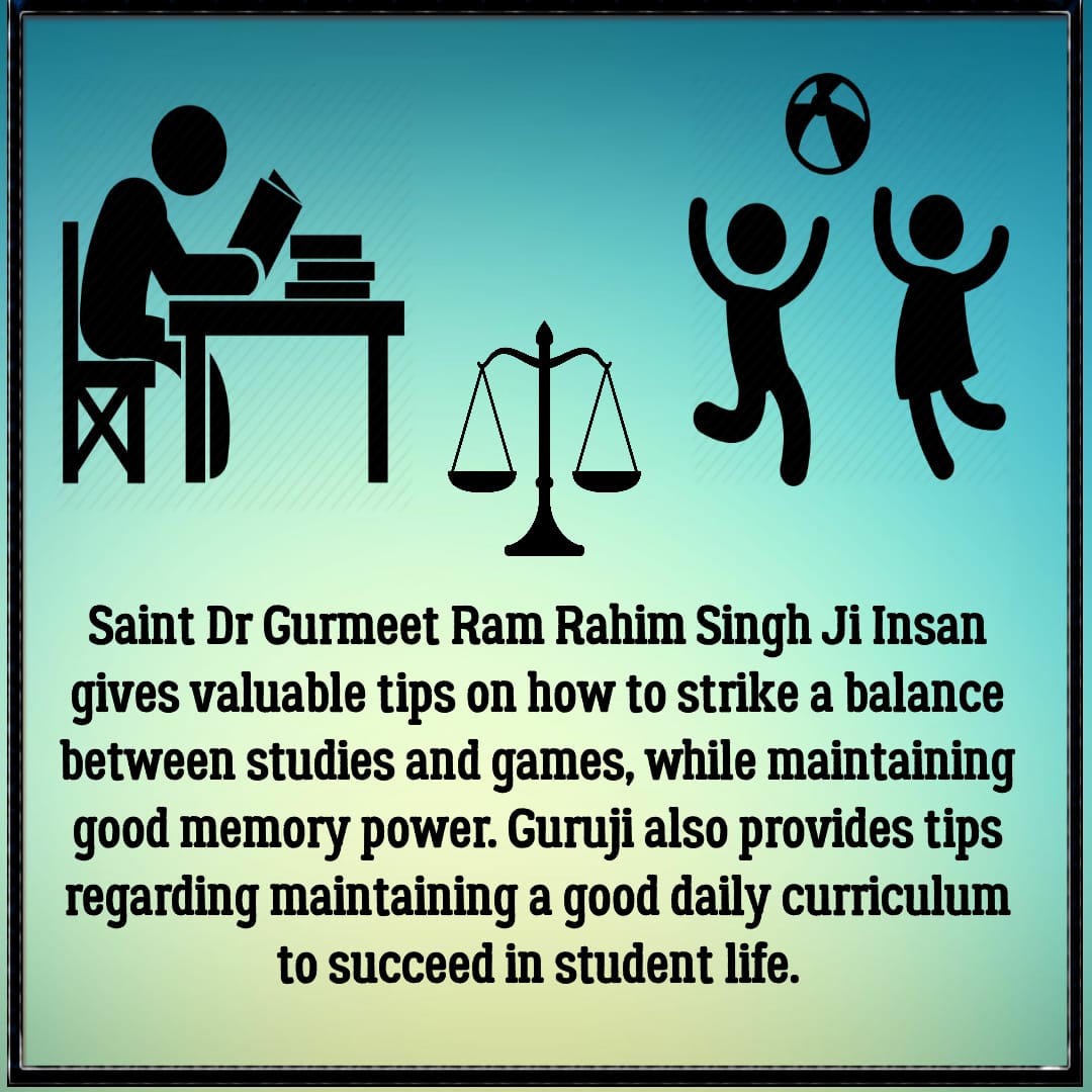 PavitterI's tweet photo. #LifeStyleTipsForStudents
@Gurmeetramrahim  ji gives valuable tips to strikes a balance between games and studies
@derasachasauda https://t.co/p26b2u46Cv