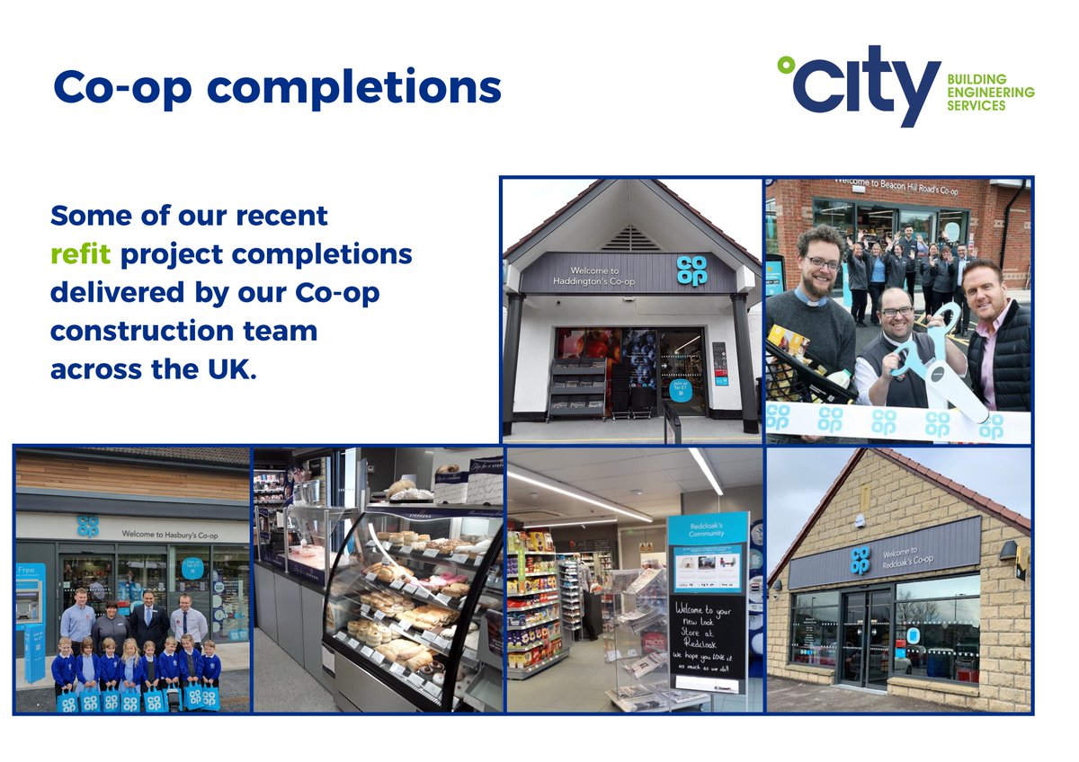 CBESLimited's tweet photo. Our construction division have recently handed over numerous refit projects for the Co-op including: Beaconhill Road, East Kilbride Village, Haddington, Hasbury and Redcloak Aberdeen.
#WeareCBES #ConstructiveSolutions #RetailCapability https://t.co/XEj2akV7gO