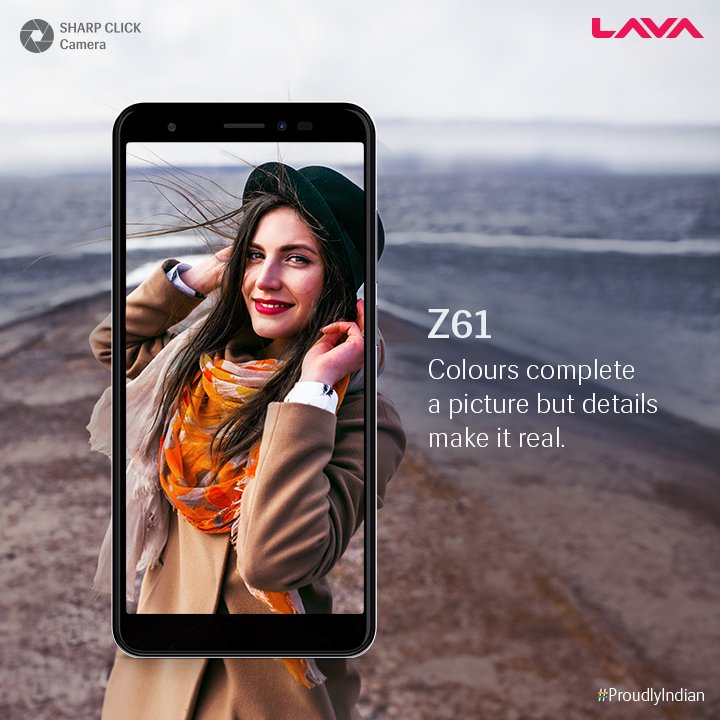 LavaMobile's tweet photo. The sharp click camera mode on your Lava #Z61 brings out the minutest details in every picture you click. Get it now starting @ INR 4,999 https://t.co/jYnJw3DHPy
#ProudlyIndian https://t.co/4qsguuxXVU