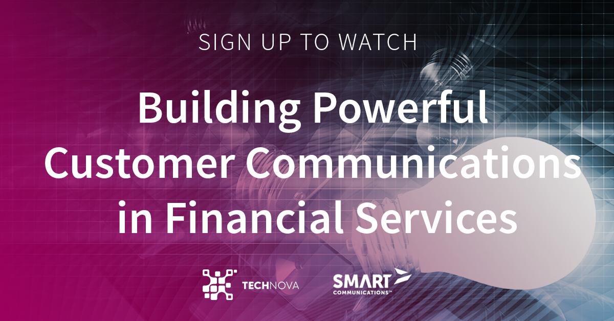 I'm excited to participate in an upcoming #webinar hosted <a href="/_Tech_NOVA/">TechNOVA</a> and fellow industry experts as we present Building Powerful #CustomerCommunications in #Financial Services. Join us next Tues., June 4!

marketforce.wavecast.io/technova/custo…