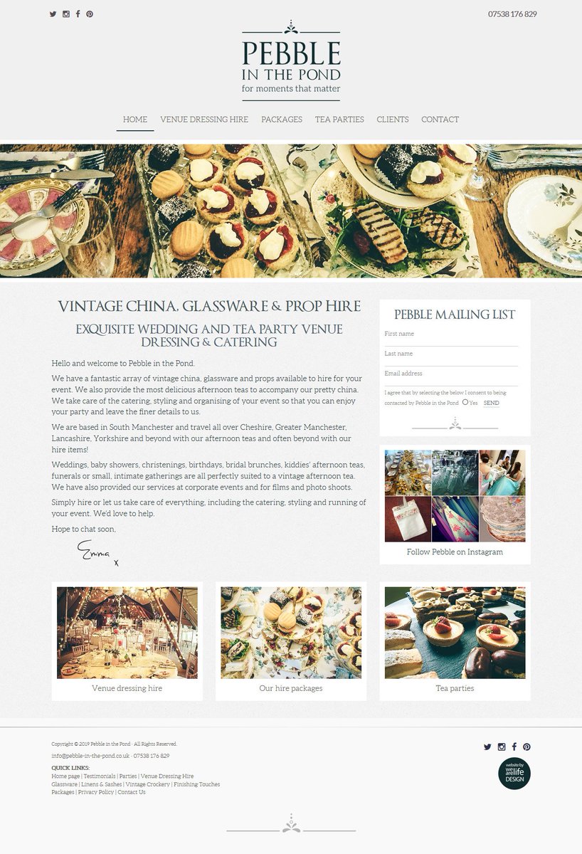 Back &amp; fully refreshed after an amazing break in #Mallorca where we did *no* design, whatsoever. Unheard of! But, back on everything now - and first up, a big hola to the brand new, delicious #website for <a href="/Pebblevintage/">Pebble in the Pond</a>
 
"For Moments That Matter"...

pebble-in-the-pond.co.uk