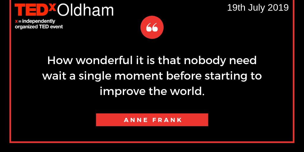 ANNOUNCING TEDxOldham 19th July 2019. 
An inspiring and inclusive event for all of Oldham - streamed live from <a href="/OldhamLibraries/">Oldham Libraries</a> to satellite venues across the borough and beyond.
Please RT and sign-up/ get more information at tedxoldham.com #TEDxOldham