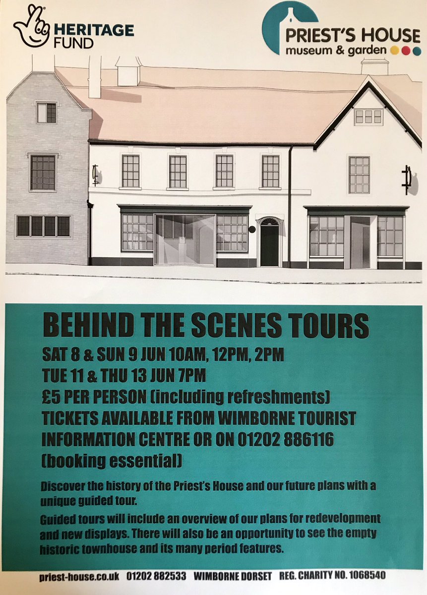 Book a place on our “Behind The Scenes Tours” of the museum. This is a rare opportunity to see the empty historic townhouse &amp; its period features. Find out about our plans for redevelopment &amp; new displays. Only £5 per ticket, inc. refreshments, book @WimborneTIC on 01202 886116.