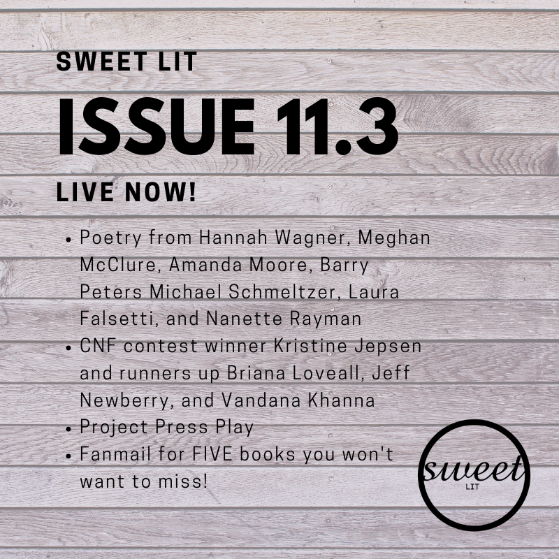 SweetLiterary's tweet photo. Come check out the new issue on https://t.co/bUr0r5Ae8J now! #sweetlit #poetry #essay #bookreview #creativenonfiction #ProjectPressPlay https://t.co/5XzYNv3Scg