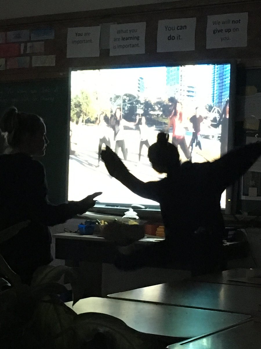 Ms_EMcCann's tweet photo. Good idea @MrsDering! Shaking our wiggles out with a little #Zumba before indoor recess 😅 #wellness #learningisfun https://t.co/tTNr0gW6FK
