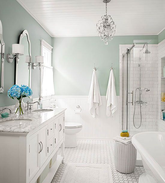 Tranquil bathroom! White and green makes this bathroom feel so clean &amp; fresh.
_
Follow Us!
_
@Vylla_NY
_
#HomeInspiration #InteriorDesign #Vylla #VyllaNY #RealEstate #LIRealEstate #NYRealEstate #FSBO #Homebuyer #BathroomInspiration #KitchenDesign #HomeDesign #HouseGoals