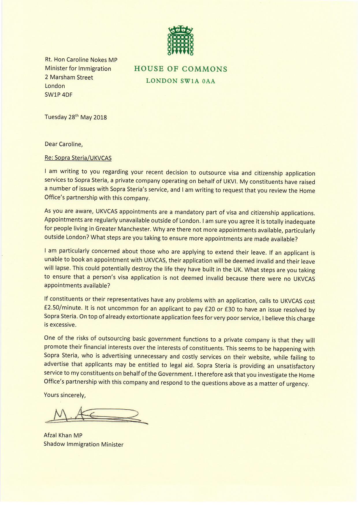Afzal Khan MP on Twitter: "A number of constituents have raised