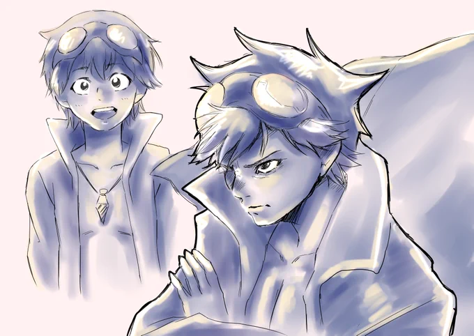 #リプきたキャラを持てる限りの力を使って可愛い絵柄とかっこいい絵柄で描きわけるグレンラガン 「シモン」 