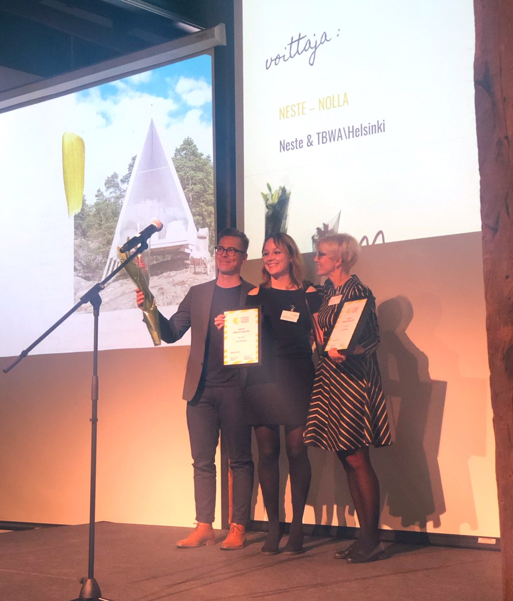 Hyvä Sirpa ja Sanna + TBWA! Ansaittu voitto #Nolla 👏 @NesteGlobal #FinnishCommsAwards