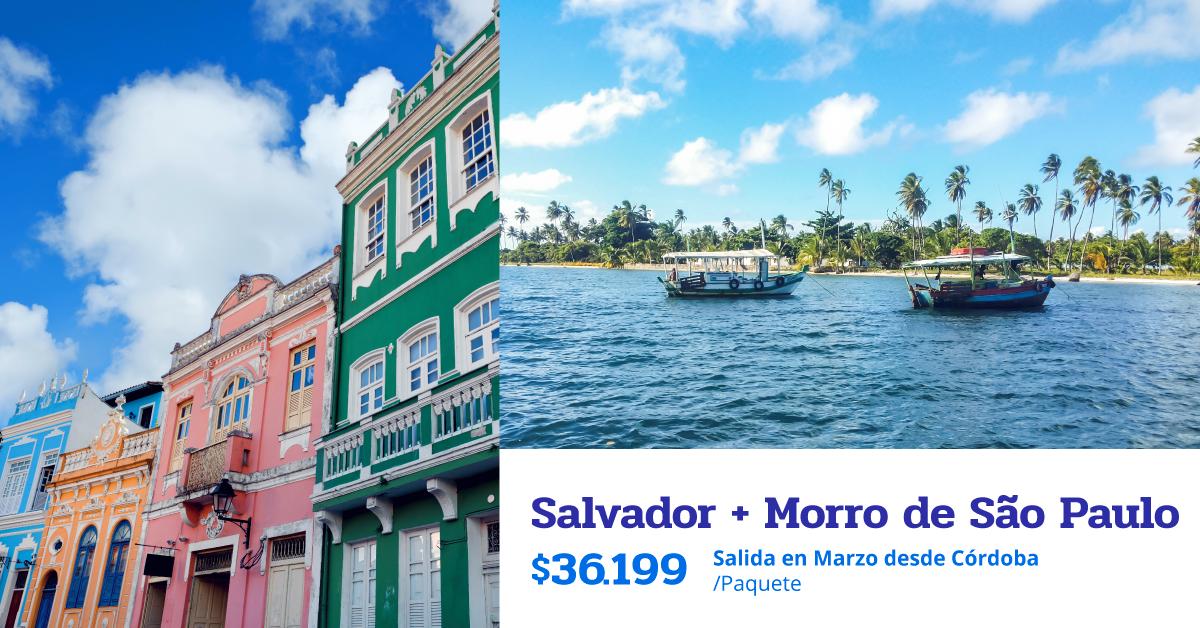 ¡Vacaciones imperdibles en Brasil 🇧🇷! Conocé la vibrante ciudad de Salvador 💖 y las increíbles playas de Morro 🏖, saliendo desde Córdoba ✈! Pagá el vuelo hasta en 12 cuotas sin interés con Naranja 😉👉 urlzs.com/bnTQ8