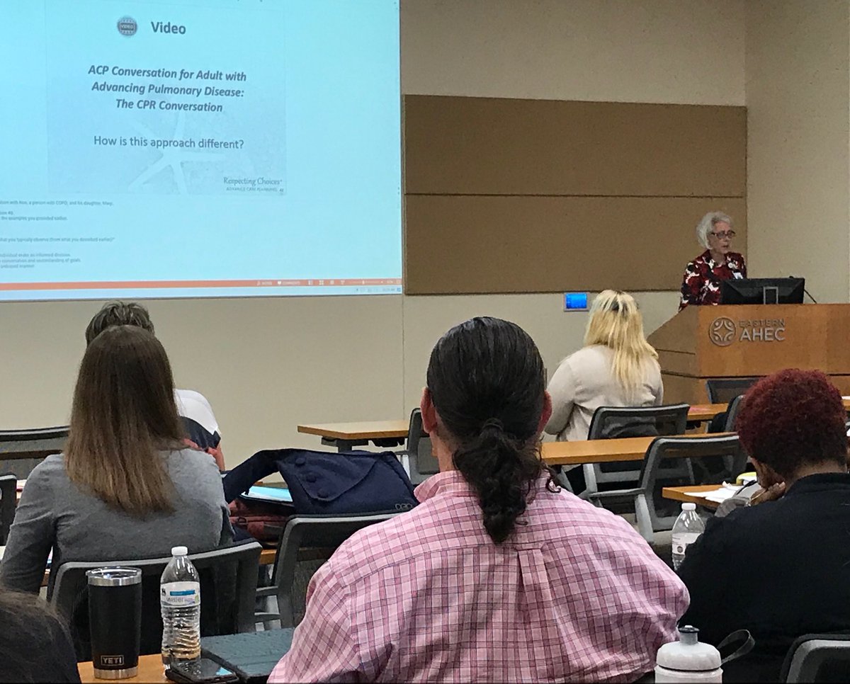 Ellie Ward leads discussion on CPR outcomes with 30 Respecting Choices participants. The more people who can comfortably discuss death &amp; dying &amp; goals of care with our patients, the better chance we have of aligning care with what the patient wants!