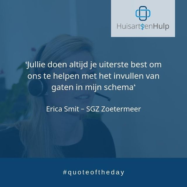 HuisartsenHulp's tweet photo. "Jullie doen altijd je uiterste best om ons te helpen met het invullen van gaten in mijn schema." Aldus Erica Smit van SGZ Zoetermeer. Een mooie review van een van onze tevreden klanten. Bedankt Erica!
.
.
.
.
#trots #huisartsenhulp #werkenindezorg #review #topteam #doktersa… https://t.co/9j86IzCyRg