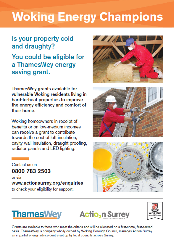 ThamesWeyGroup's tweet photo. Friday is the last chance to apply for one of ThamesWey’s grants to support vulnerable Woking residents living in hard-to-heat properties to keep their homes warm.

Contact us on 0800 783 2503 or via https://t.co/cswi6gRCYu to check your eligibility for support.

@wokingcouncil https://t.co/shnG6efHds