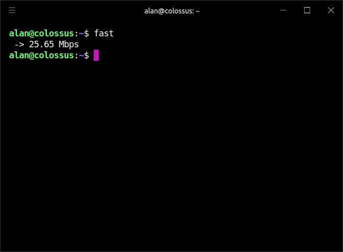 ubuntu's tweet photo. Need a quick way to test your internet connection speed? 🐌 🐎 Use Fast - powered by Netflix 📺 Available in the Snap Store now!

snap install fast

https://t.co/1cWF9Bp4PC https://t.co/OHl34mqaio