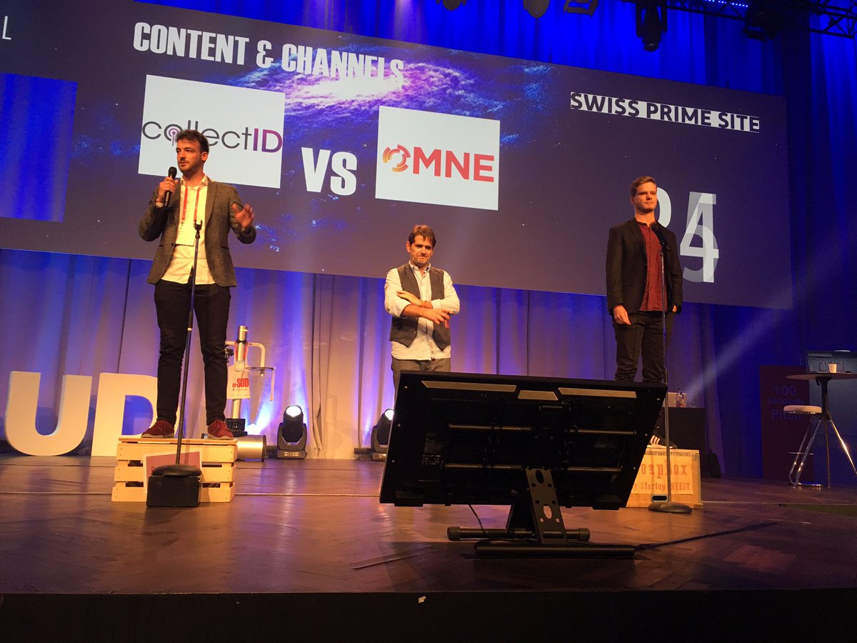 StartupInvestCH's tweet photo. The winner of #contentchannels is..
...#collectID 🙌🏼🥳🎉
#SUD2019 #pitching #soapbox #bern https://t.co/R5XxifZIym