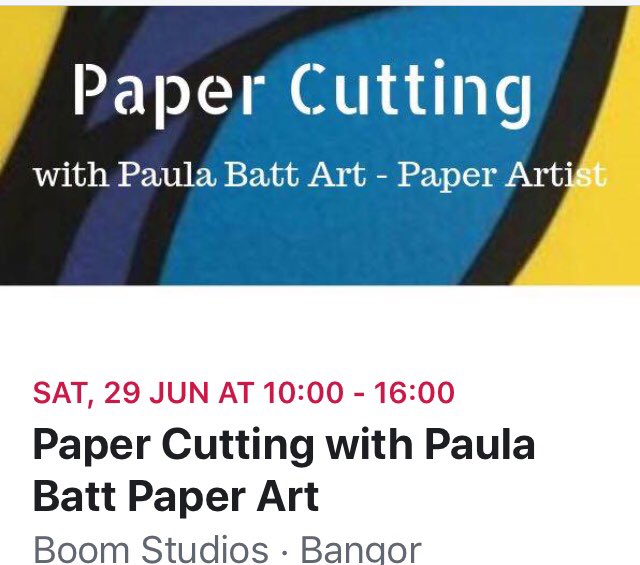 Come to my papercutting workshop <a href="/B00M_Collective/">Boom! Studios</a>  limited spaces available <a href="/ArtsCouncilNI/">Arts Council of Northern Ireland</a> <a href="/CraftsCouncilUK/">Crafts Council UK</a> <a href="/bangortimes/">bangortimes</a> <a href="/Bangor_NI/">Bangor NI</a> #craftclass #papercuttingworkshop #ArtNI #creative #artclasses #bangorartclasses #project24 #boomstudios #bangorNI #northdownart