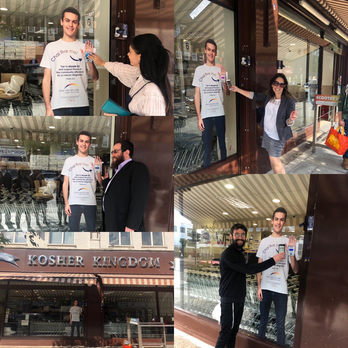 ChaiCancerCare's tweet photo. Chai continuing to lead the way again! Have you seen George? Come to @KosherKingdomUK and Chai five me! #chai5me #lookingtothefuture #embracingtech #tap&donate https://t.co/abIt5YziZd