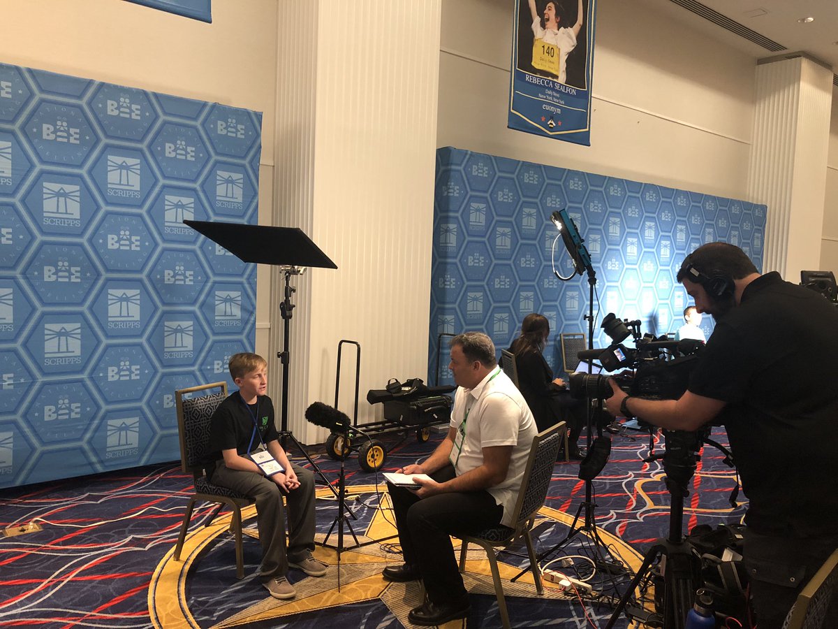 danturnpaugh's tweet photo. @TylerTurnpaugh doing a round of interviews for @WLWT and @FOX19 after his successful round 2 at the @ScrippsBee #speller224 #spellingbee https://t.co/Qkbgh10IUN